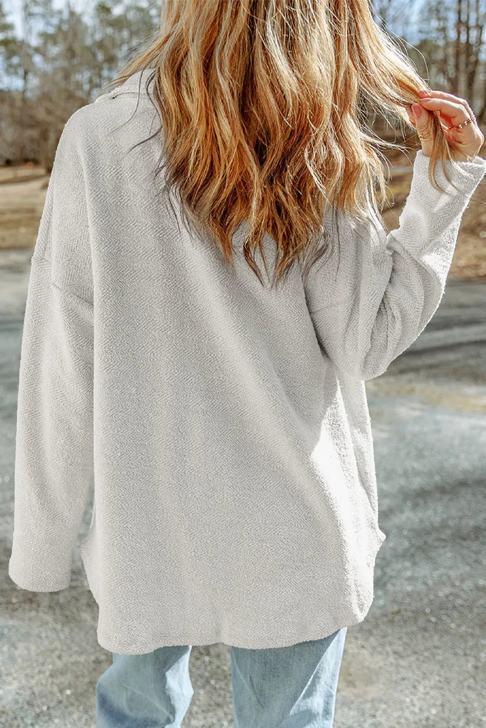 Grey Contrast Flap Pockets Relaxed Shacket - eAura