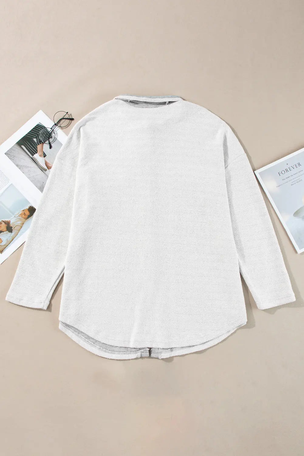 Grey Contrast Flap Pockets Relaxed Shacket - eAura