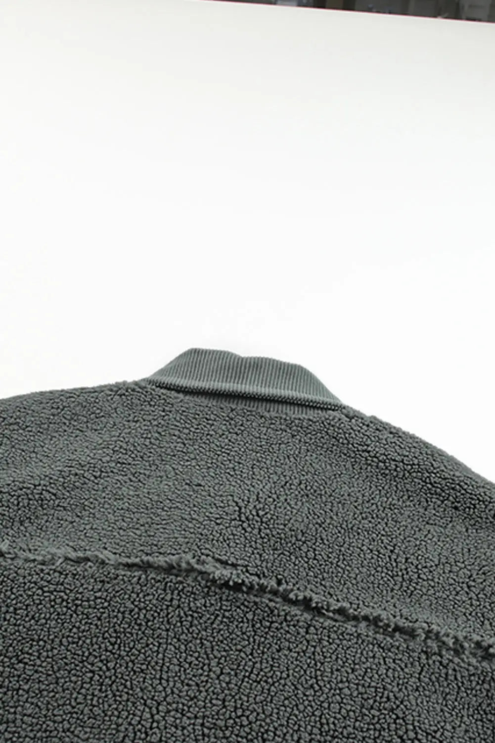 Grey Corduroy Trim Elbow Patch Sherpa Jacket - eAura