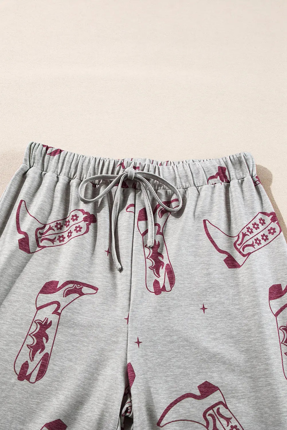 Grey Cowgirl Boots Printed Long Sleeve Top Trousers Lounge Set eAura