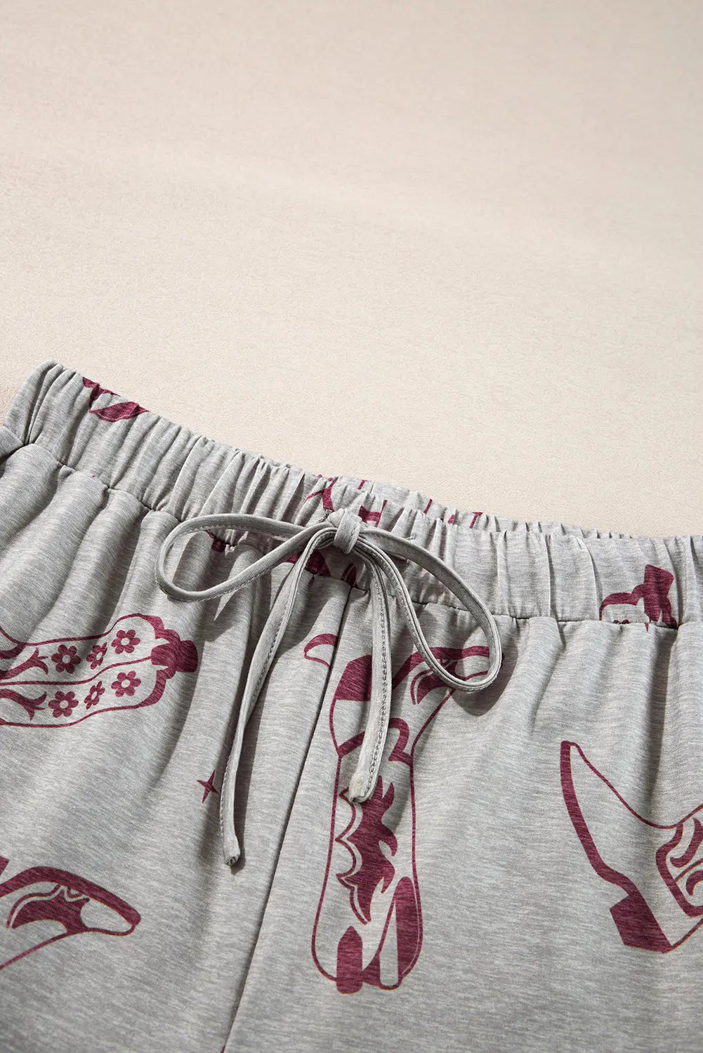 Grey Cowgirl Boots Printed Long Sleeve Top Trousers Lounge Set eAura
