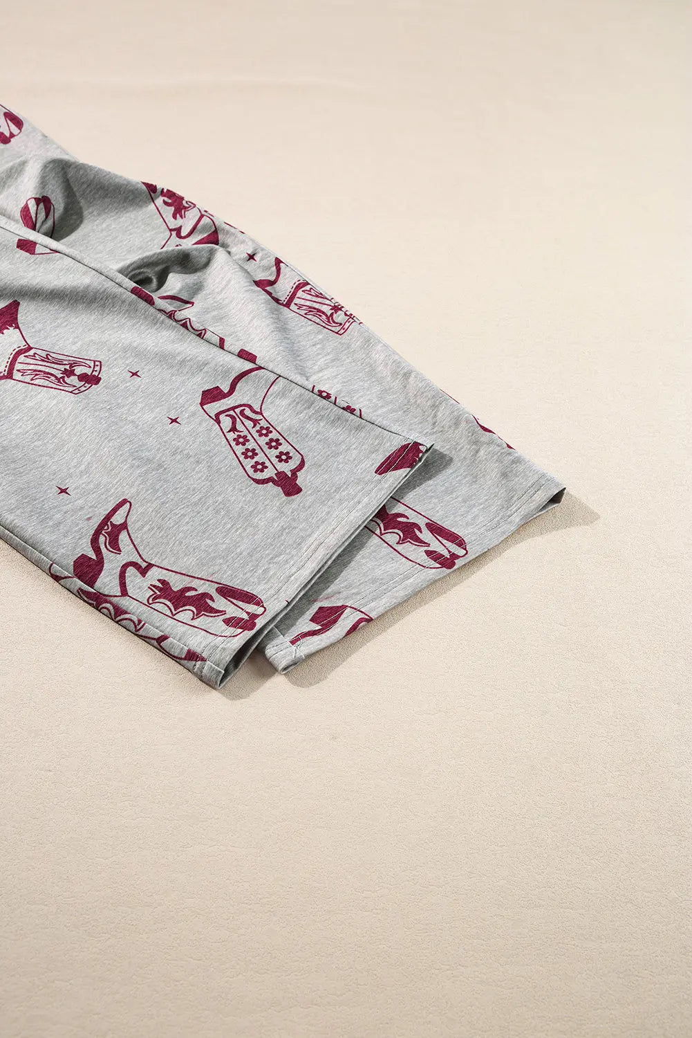Grey Cowgirl Boots Printed Long Sleeve Top Trousers Lounge Set eAura