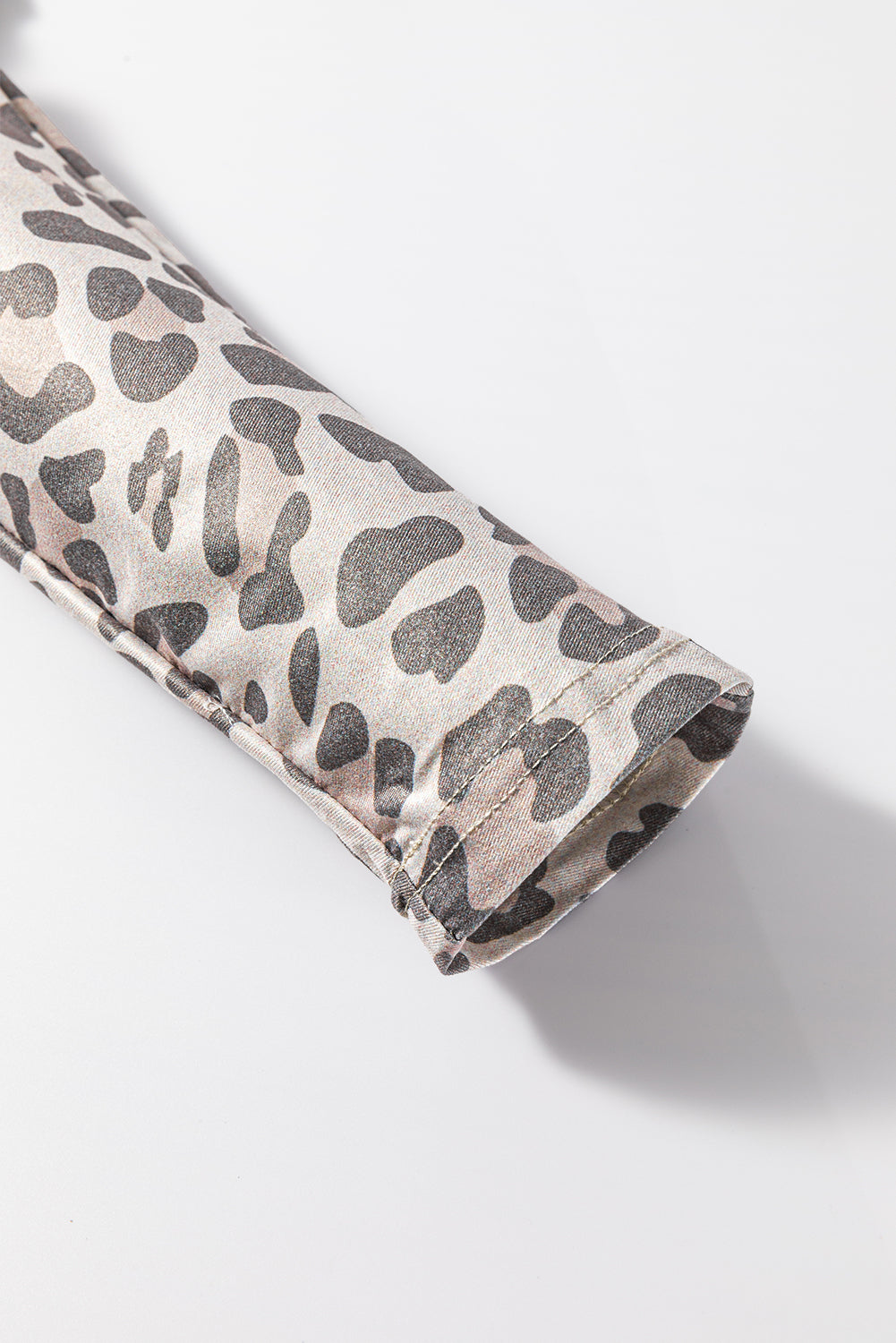 Grey Leopard Print V Neck Loose Fit Mini Dress - Dresses/Mini Dresses