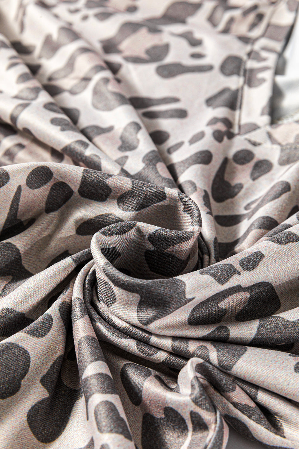 Grey Leopard Print V Neck Loose Fit Mini Dress - Dresses/Mini Dresses