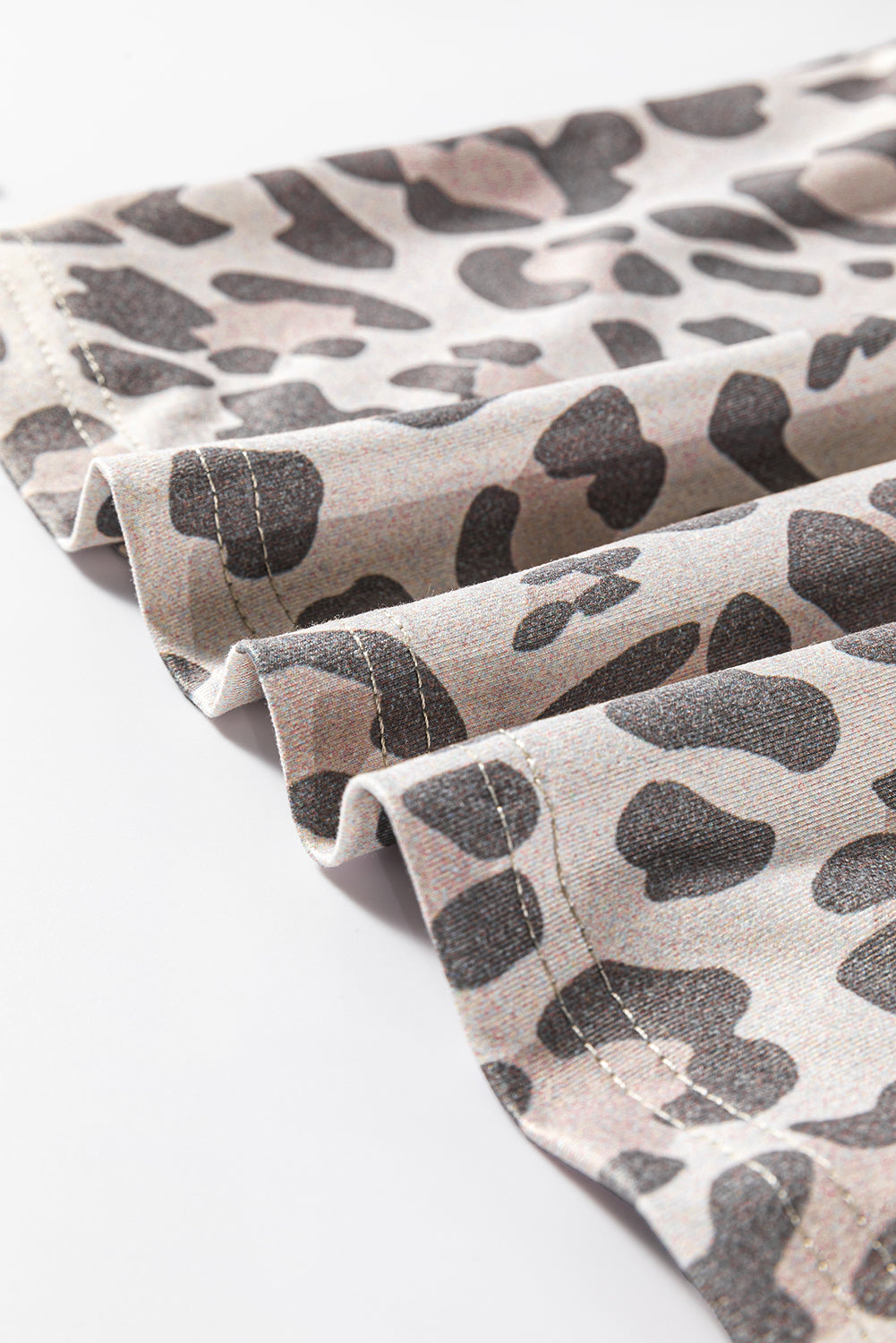 Grey Leopard Print V Neck Loose Fit Mini Dress - Dresses/Mini Dresses