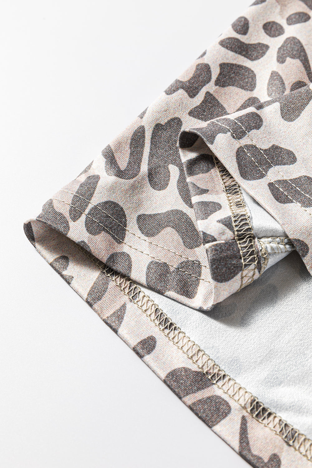 Grey Leopard Print V Neck Loose Fit Mini Dress - Dresses/Mini Dresses