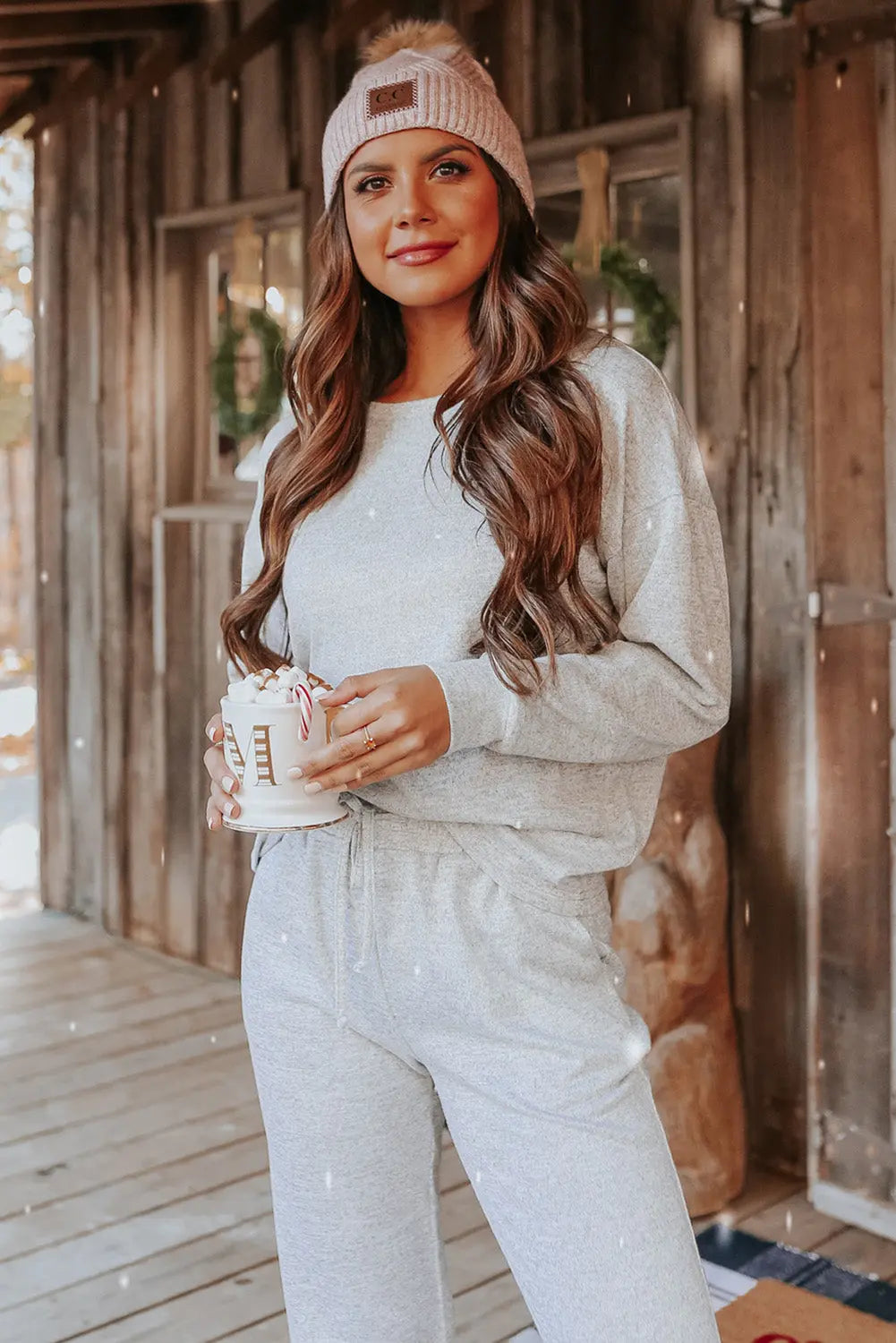 Grey Long Sleeve Pullover and Jogger Trousers Lounge Set eAura