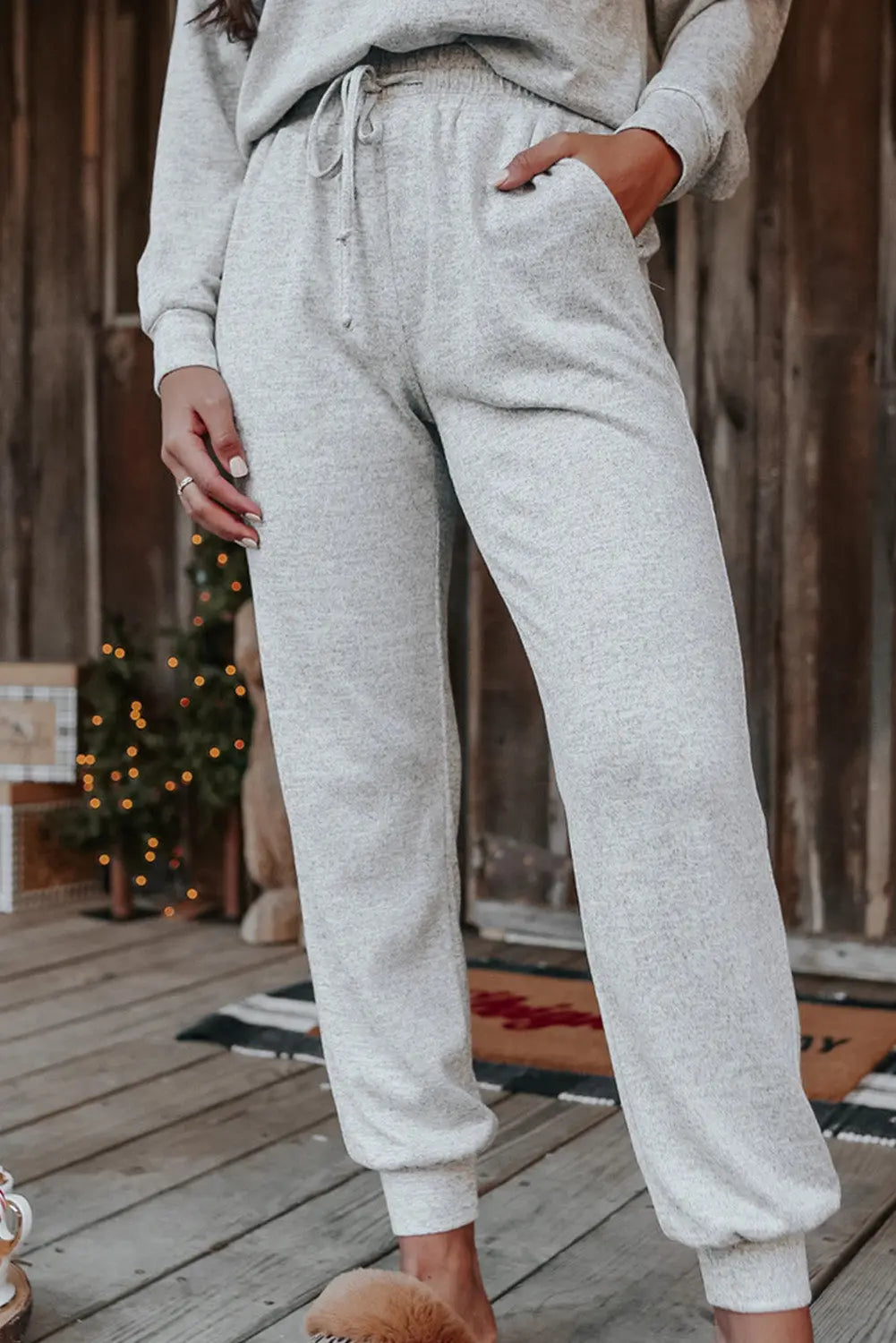 Grey Long Sleeve Pullover and Jogger Trousers Lounge Set eAura
