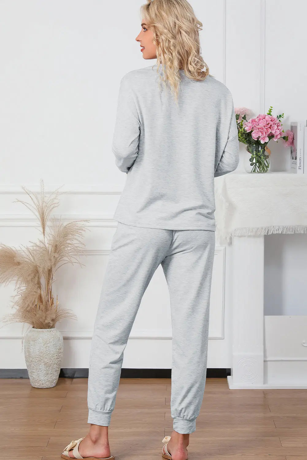 Grey Long Sleeve Pullover and Jogger Trousers Lounge Set eAura