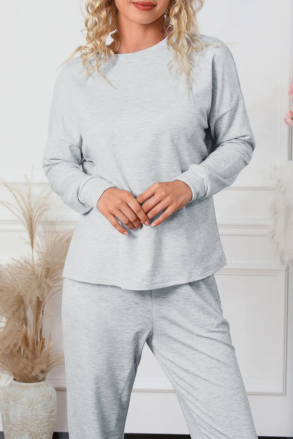 Grey Long Sleeve Pullover and Jogger Trousers Lounge Set eAura