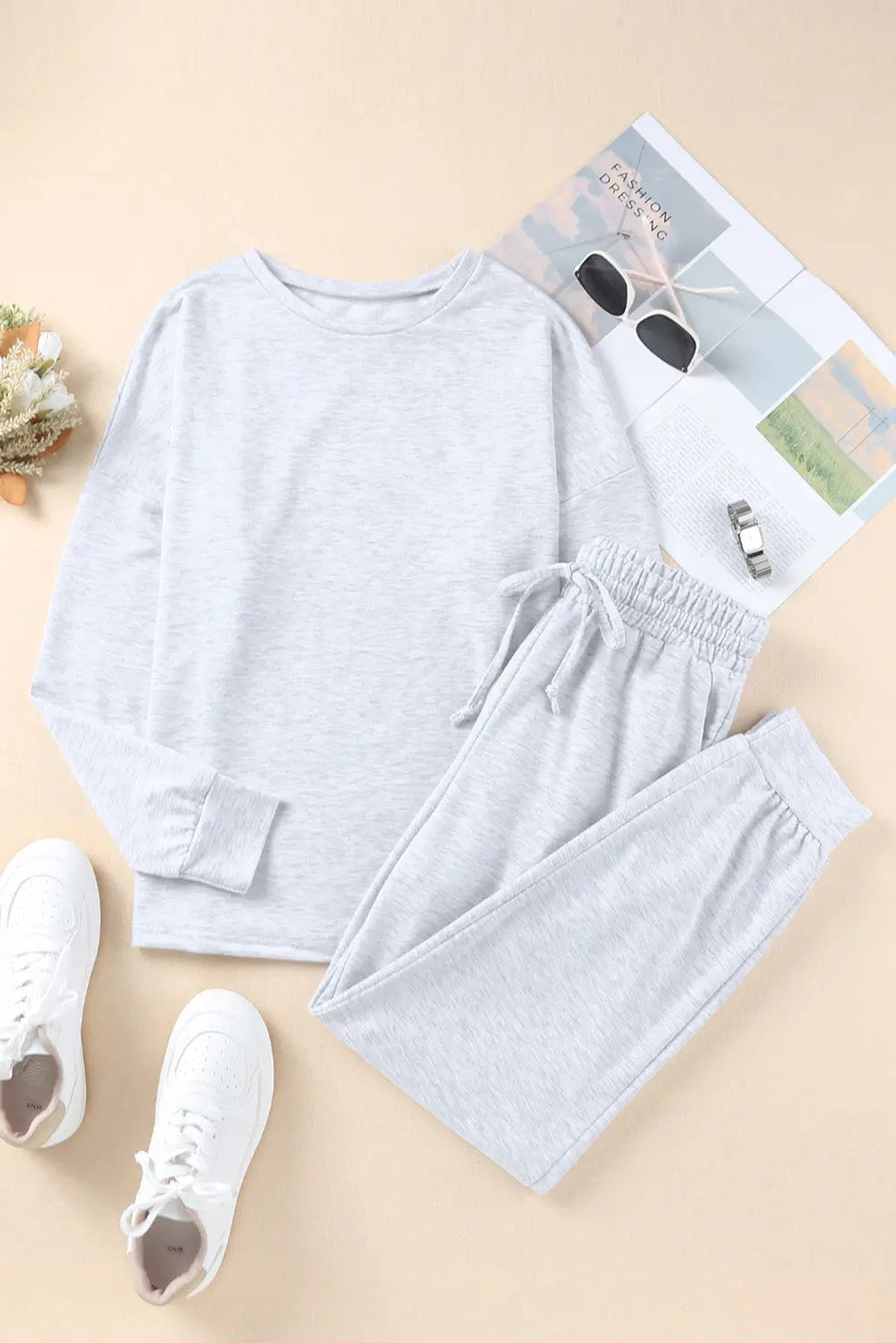 Grey Long Sleeve Pullover and Jogger Trousers Lounge Set eAura