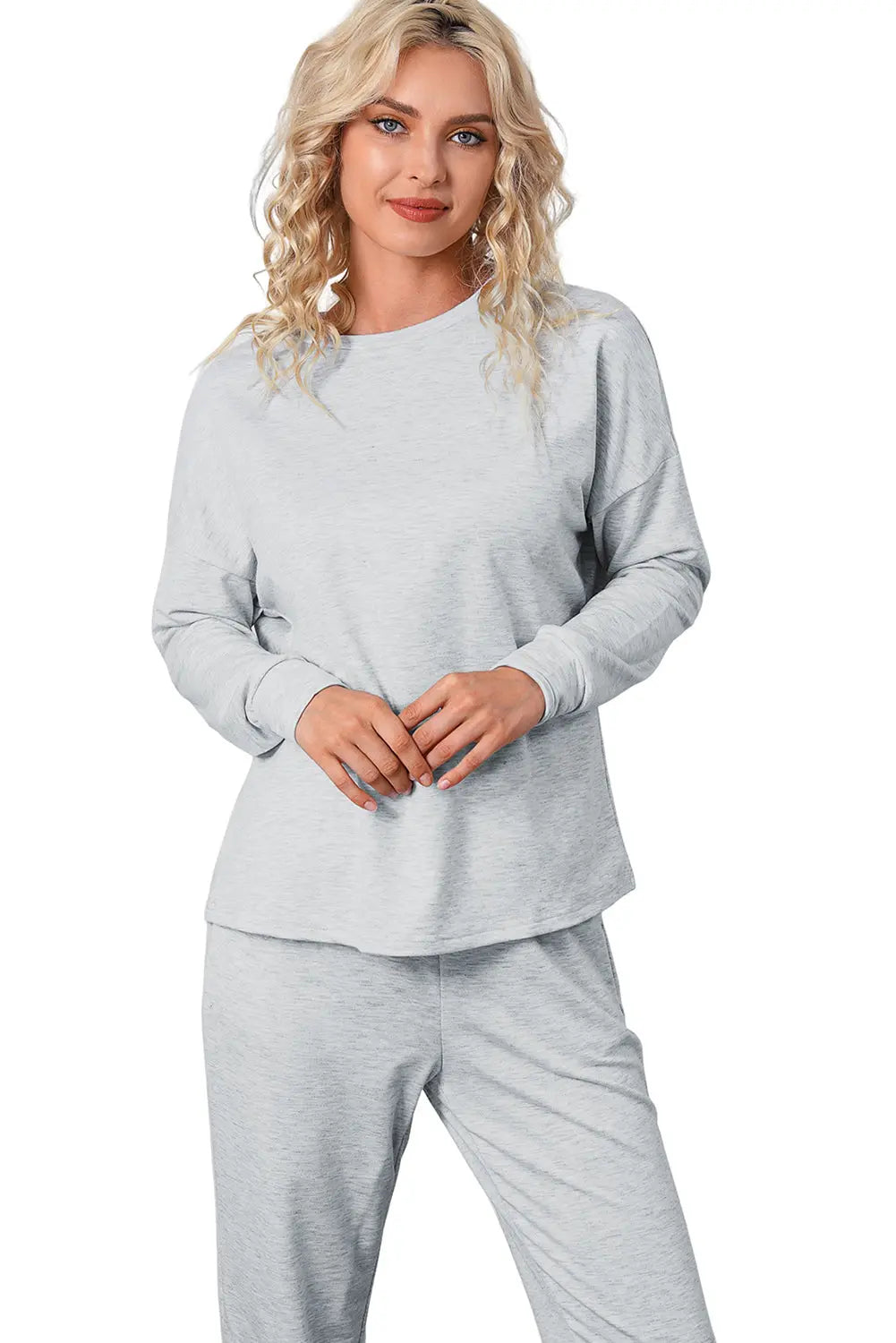 Grey Long Sleeve Pullover and Jogger Trousers Lounge Set eAura