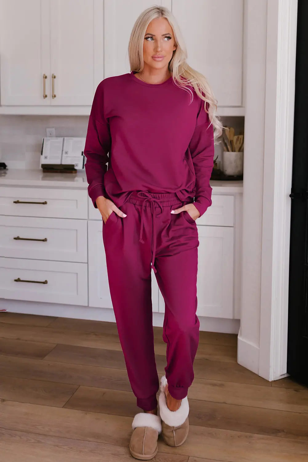 Grey Long Sleeve Pullover and Jogger Trousers Lounge Set eAura