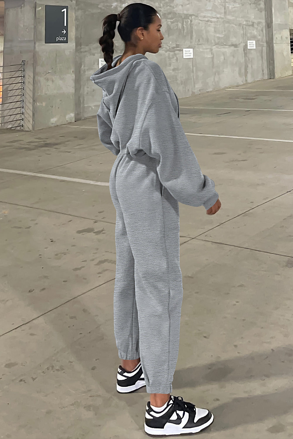 Grey Solid Drop Shoulder Hoodie and Joggers Activewear Set - eAura