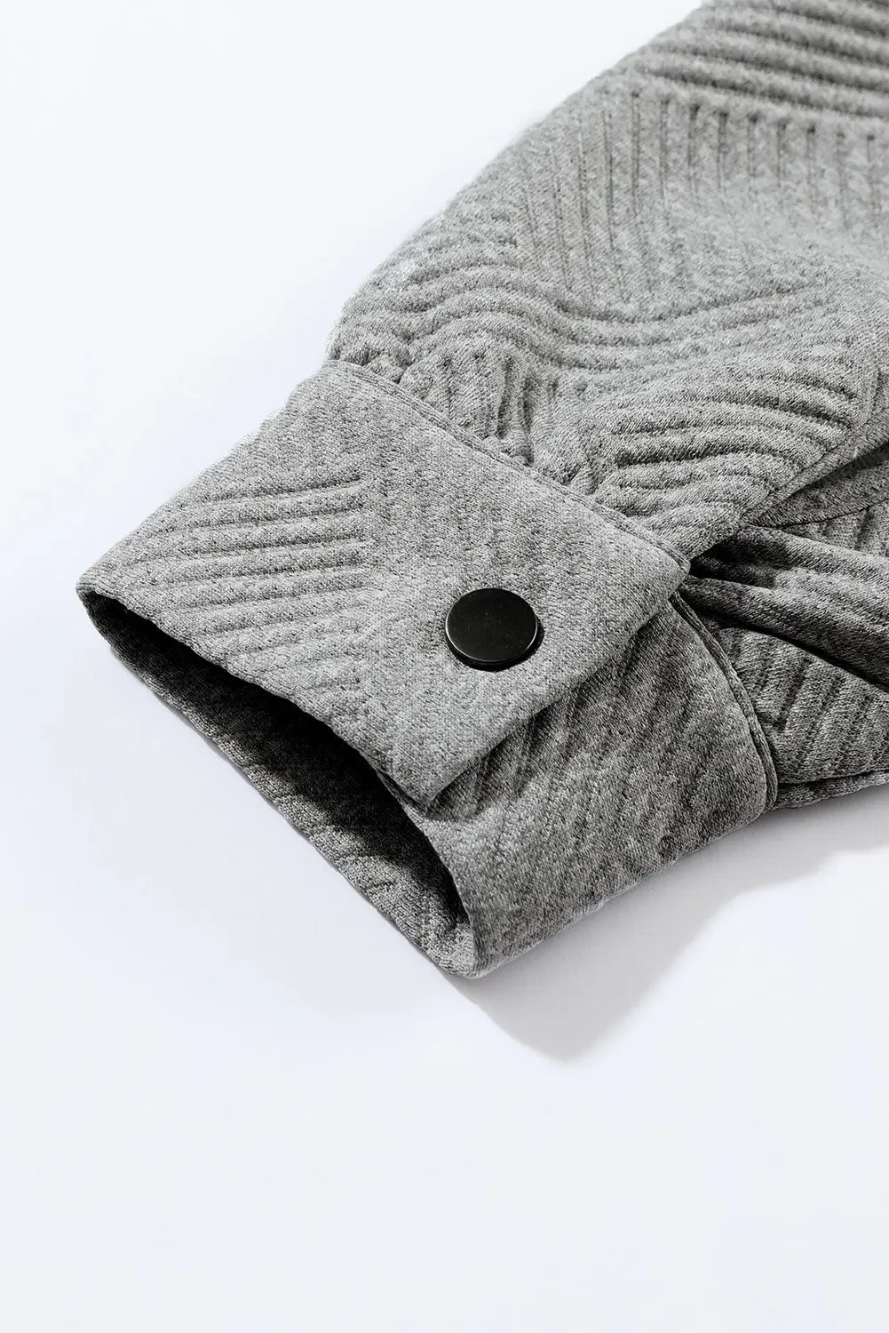 Grey Solid Textured Flap Pocket Buttoned Shacket - eAura