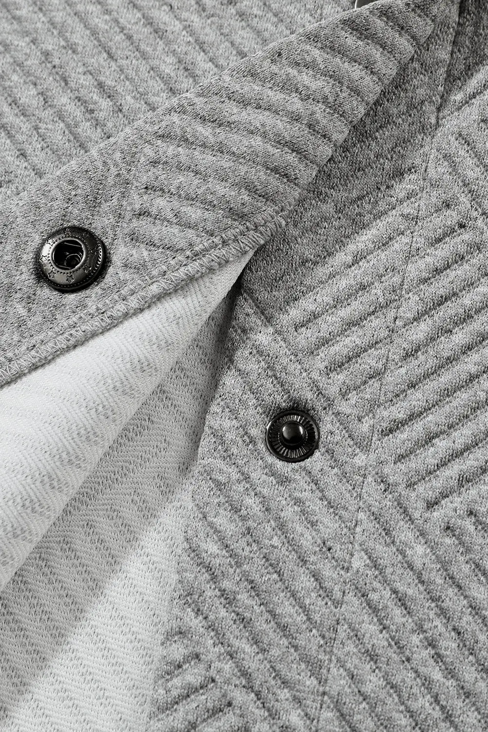 Grey Solid Textured Flap Pocket Buttoned Shacket - eAura