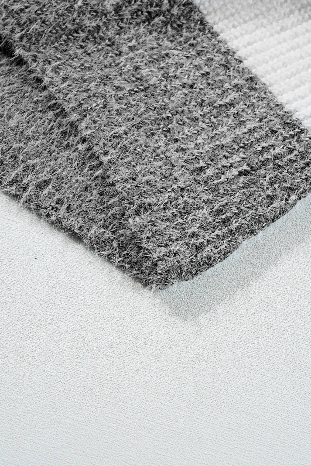 Grey Stripe Colourblock Bubble Sleeve Drop Shoulder Sweater Dress eAura