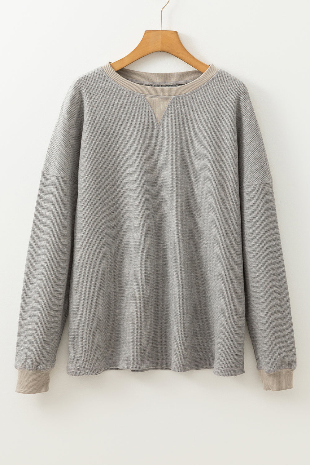 Grey Thermal Pullover Loose Sweatshirt - Tops/Sweatshirts & Hoodies