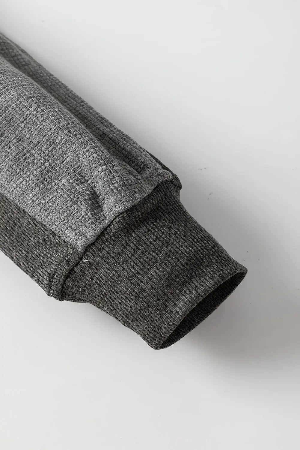 Grey Thermal Waffle Knit Full Zipper Hooded Jacket - eAura