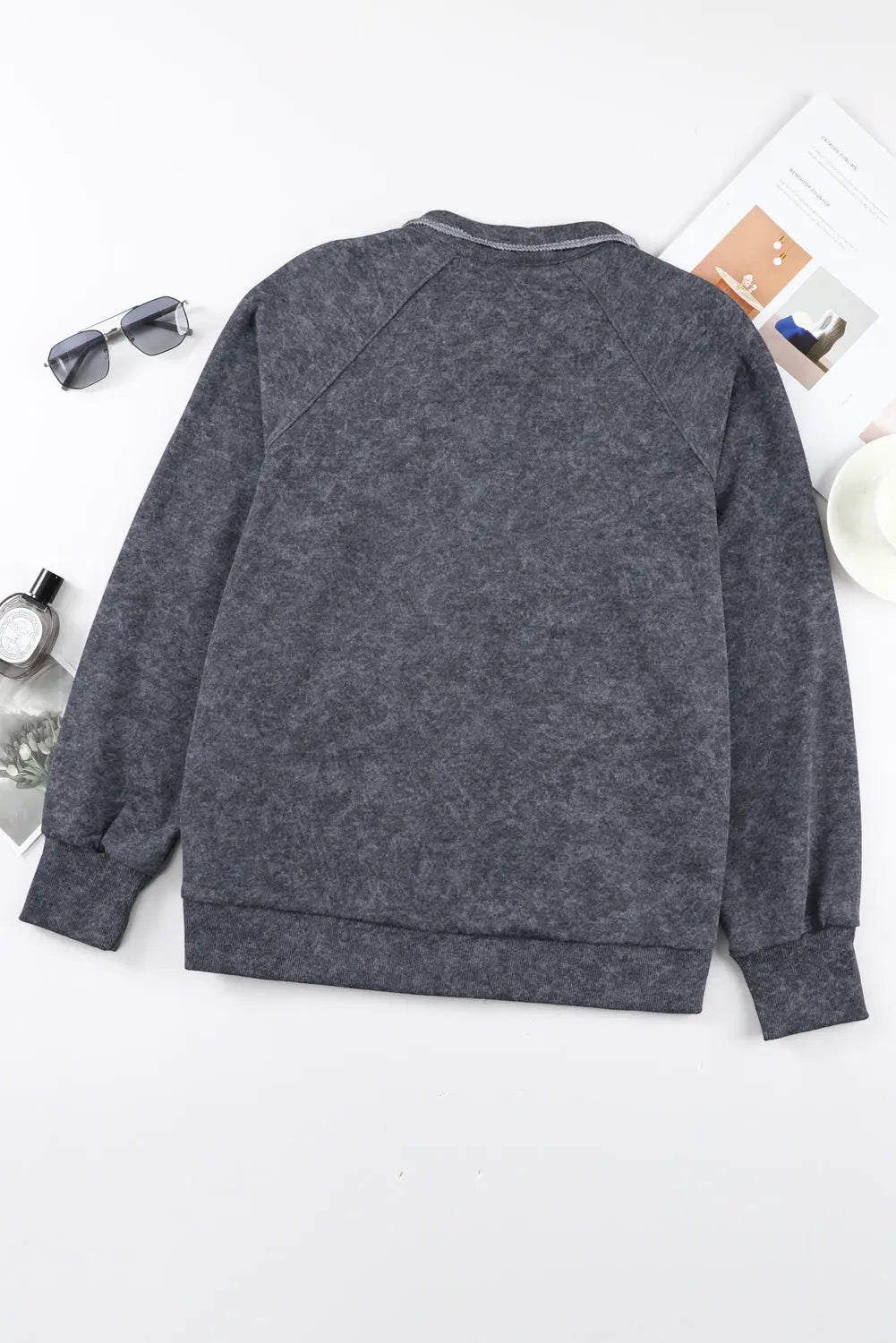 Grey Vintage Washed Flap Pocket Button Shacket - eAura