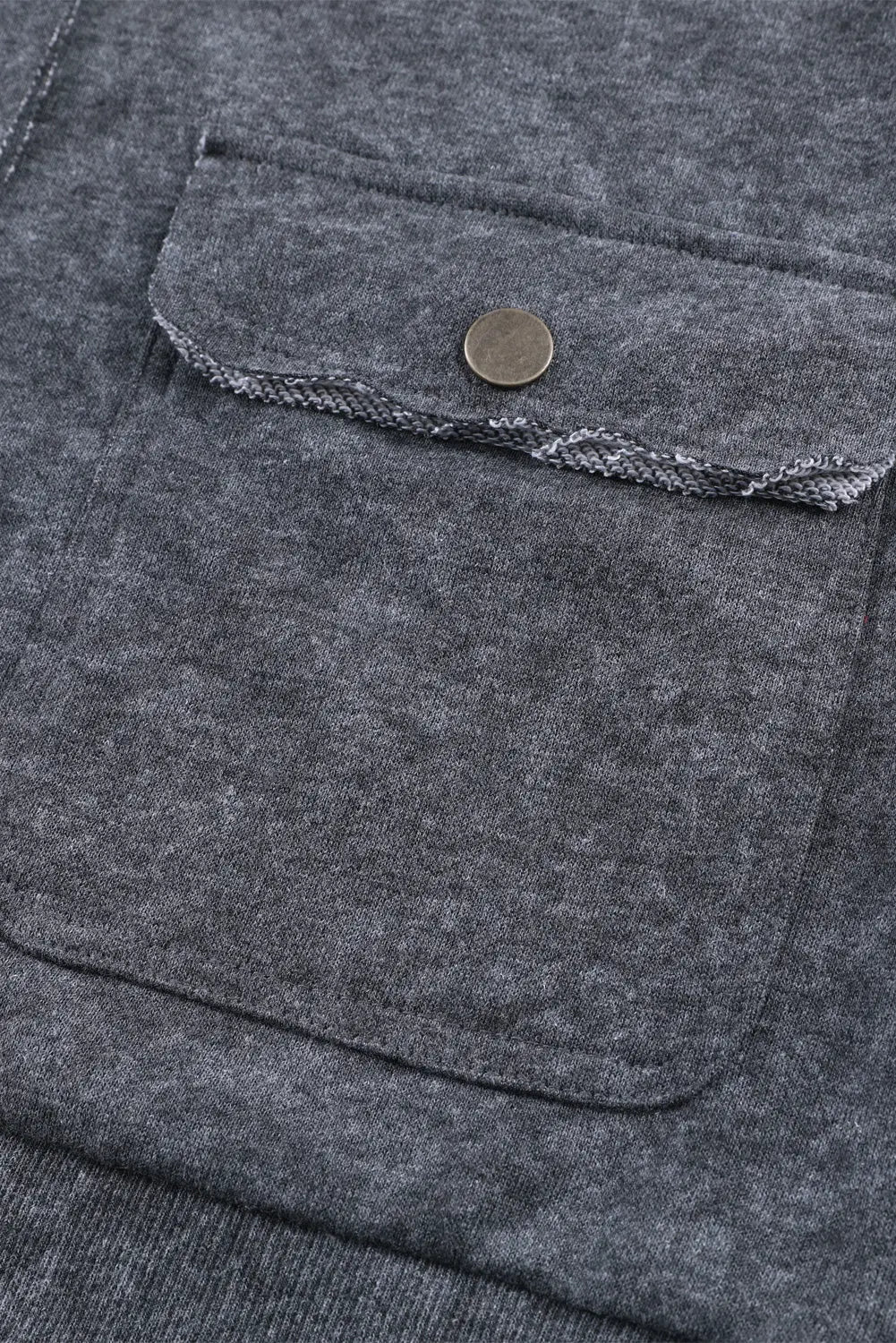 Grey Vintage Washed Flap Pocket Button Shacket - eAura