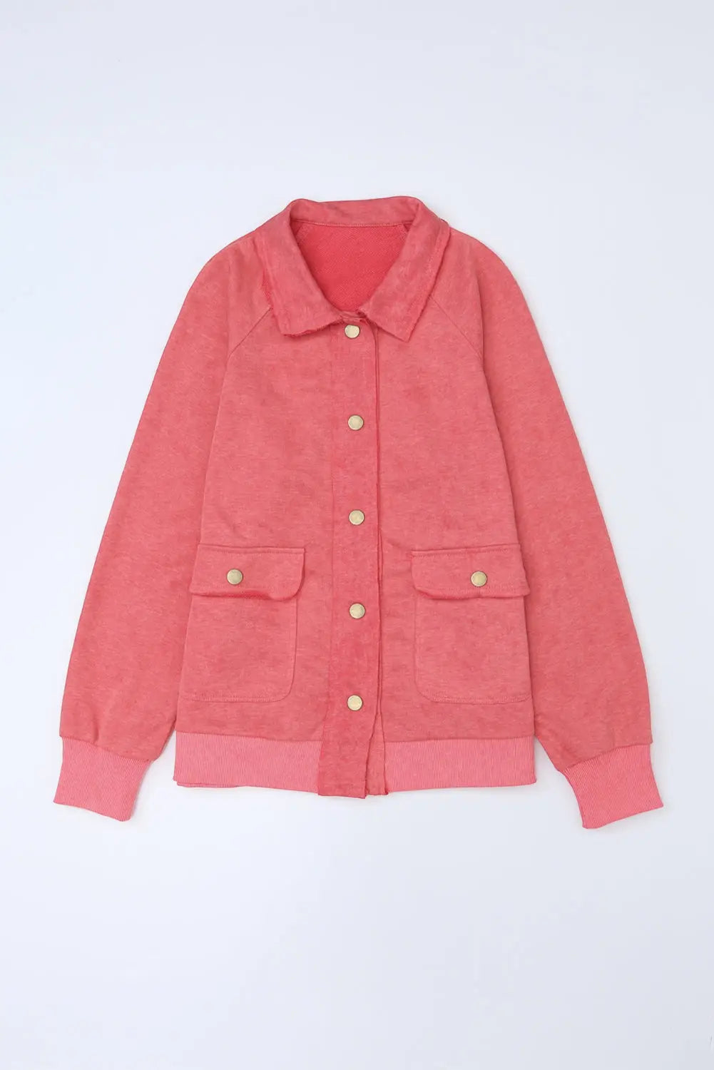 Grey Vintage Washed Flap Pocket Button Shacket - eAura