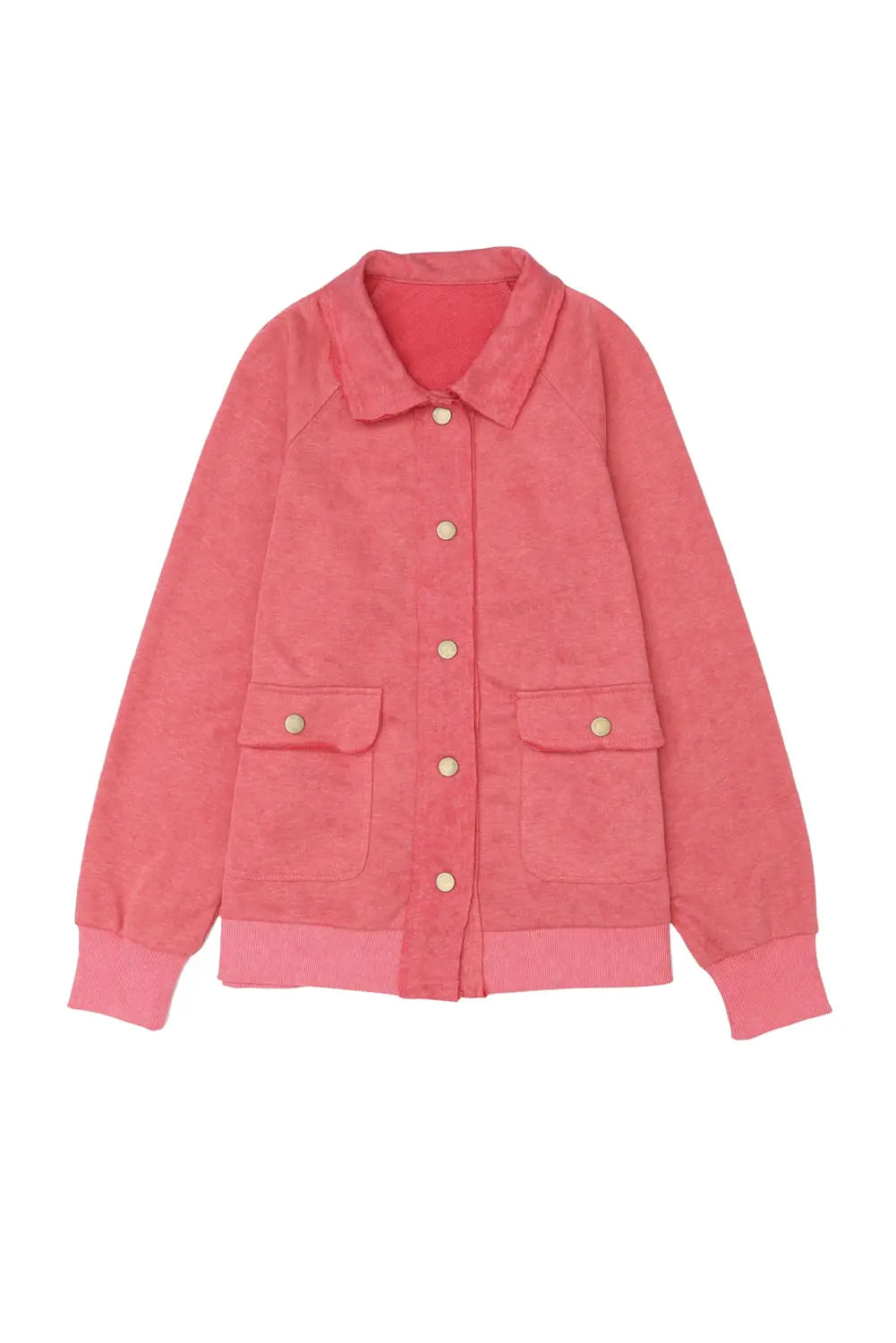 Grey Vintage Washed Flap Pocket Button Shacket - eAura