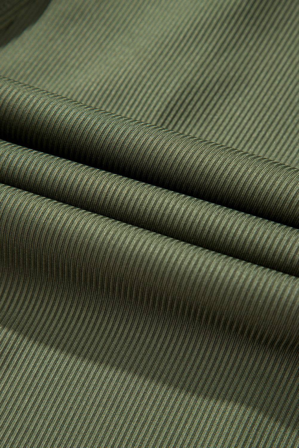 Guacamole Green Rib Knit Square Neck Buttoned Long Sleeve Mini Dress - BB Fashion Outlet