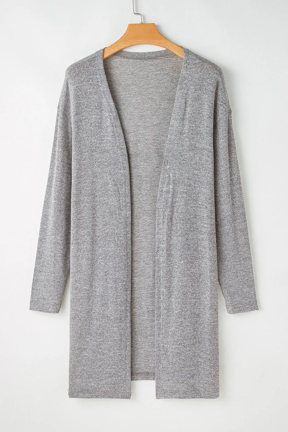 High Rise Solid Color Open Front Lightweight Cardigan - eAura