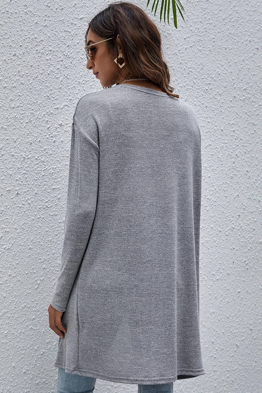High Rise Solid Colour Open Front Lightweight Cardigan - BB Fashion Outlet