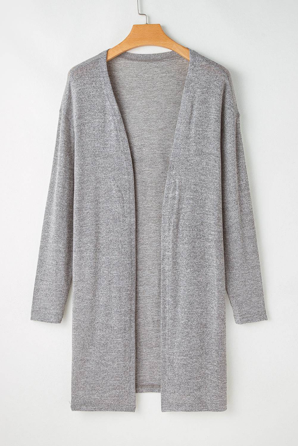 High Rise Solid Colour Open Front Lightweight Cardigan - BB Fashion Outlet