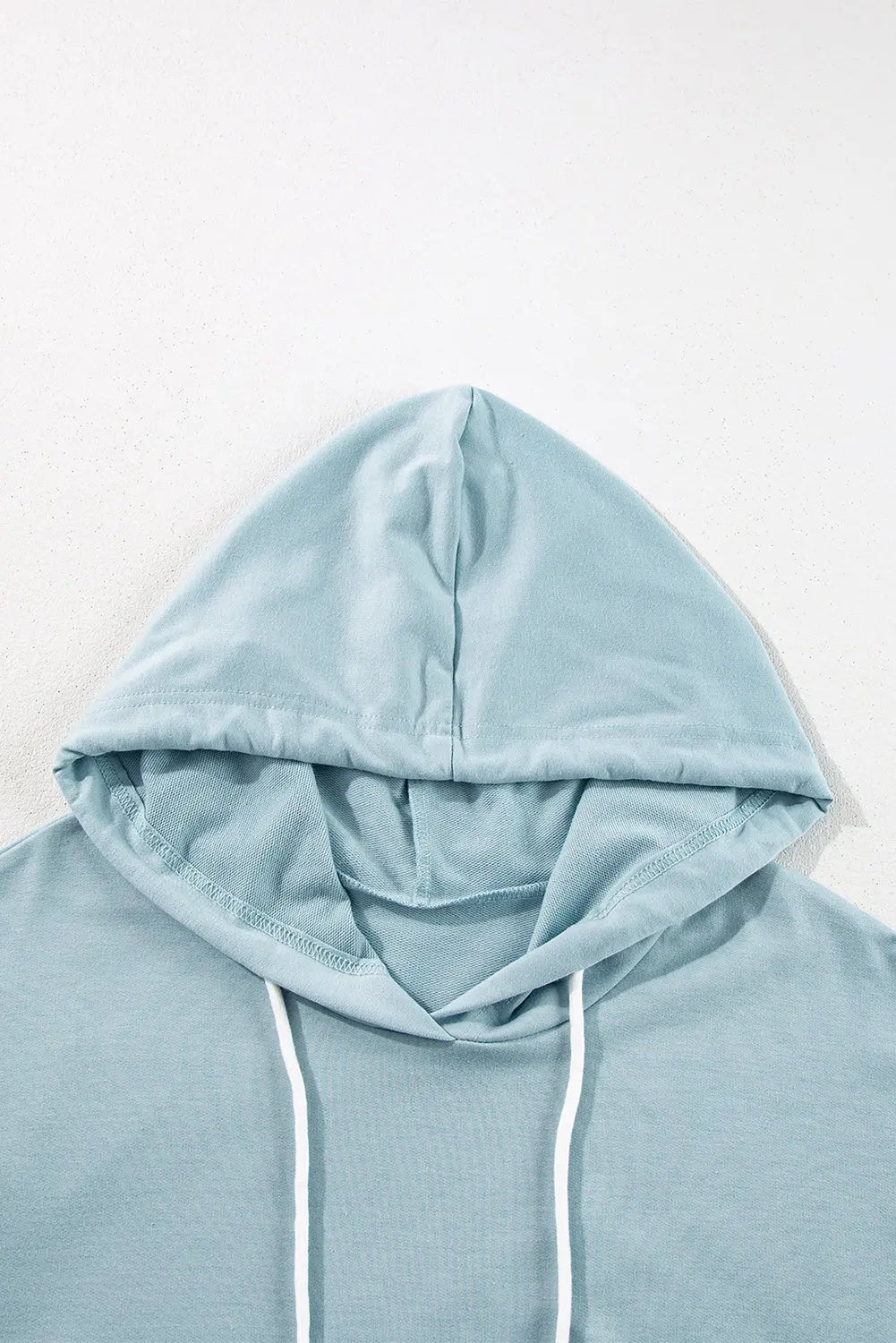 Iceland Blue Solid Ruffled Hem Loose Fit Tunic Hoodie Beagle Boutique Fashion Outlet