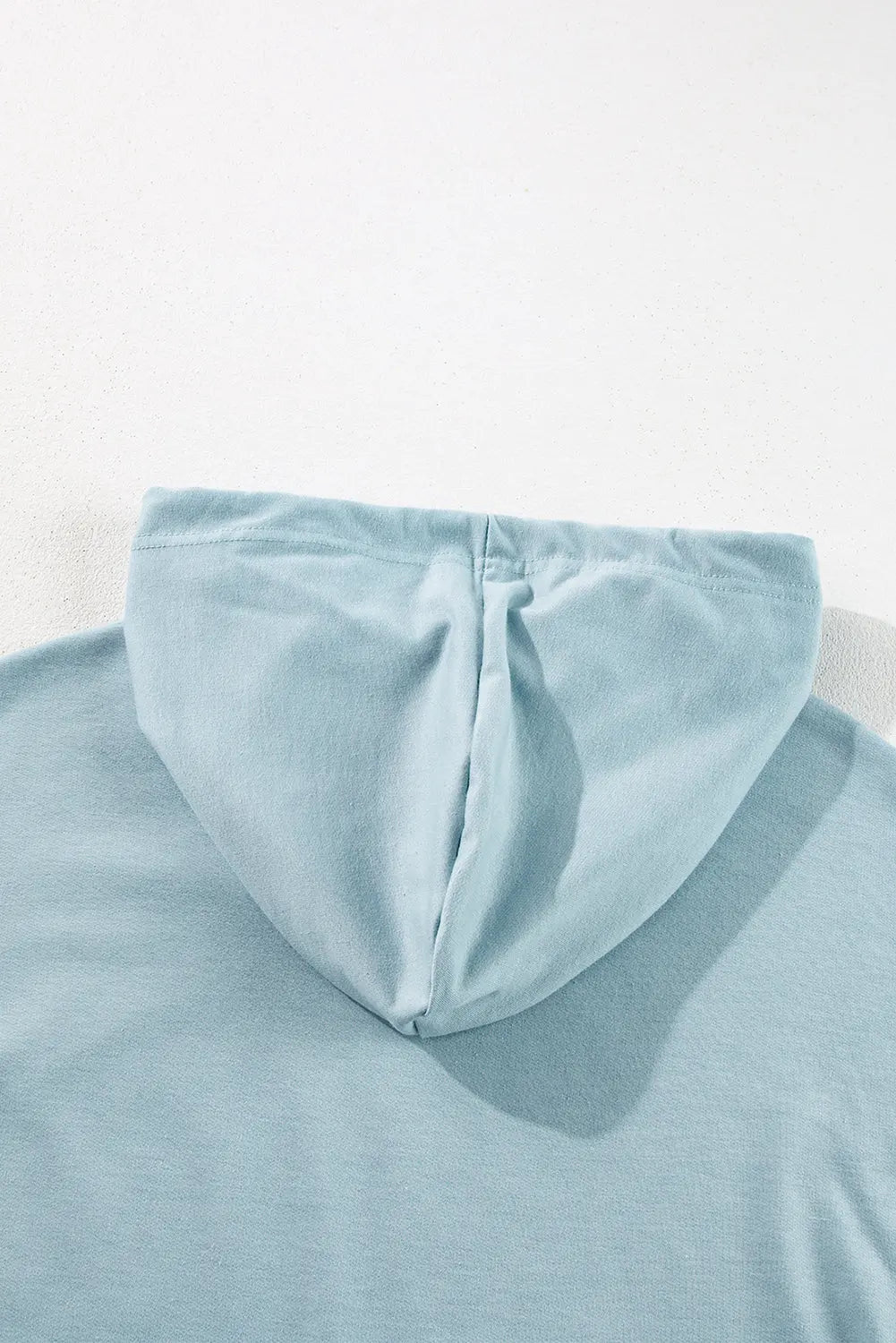 Iceland Blue Solid Ruffled Hem Loose Fit Tunic Hoodie Beagle Boutique Fashion Outlet
