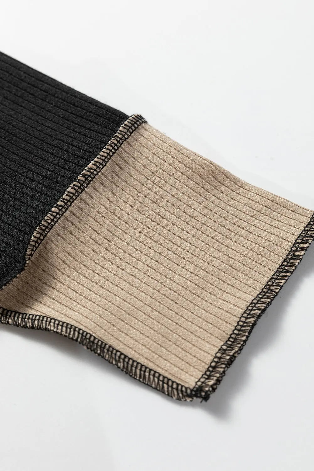 Irregular Colour Block Seaming Trim Rib Knit Top - eAura