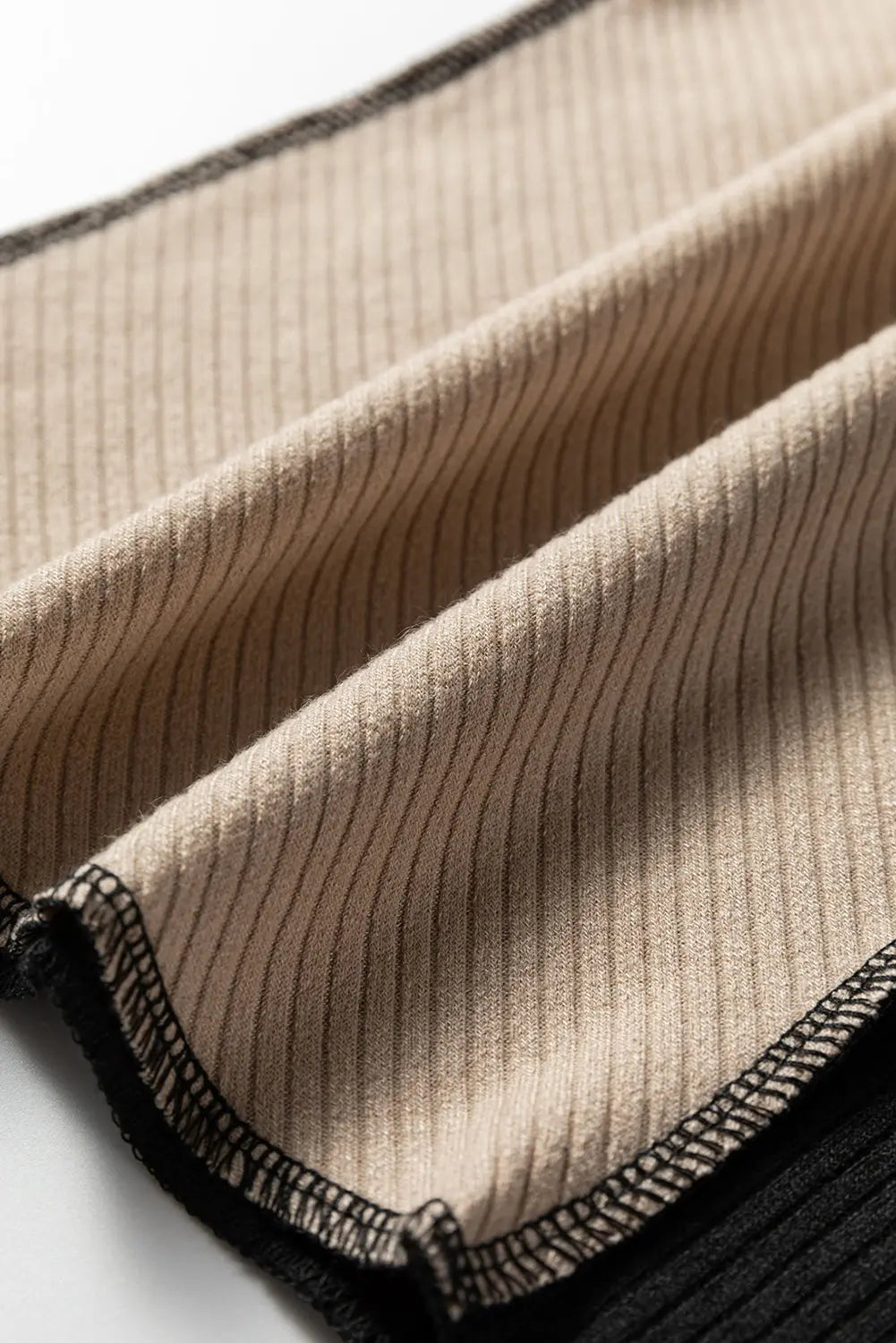 Irregular Colour Block Seaming Trim Rib Knit Top - eAura