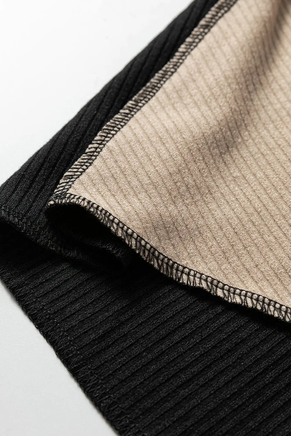 Irregular Colour Block Seaming Trim Rib Knit Top - eAura