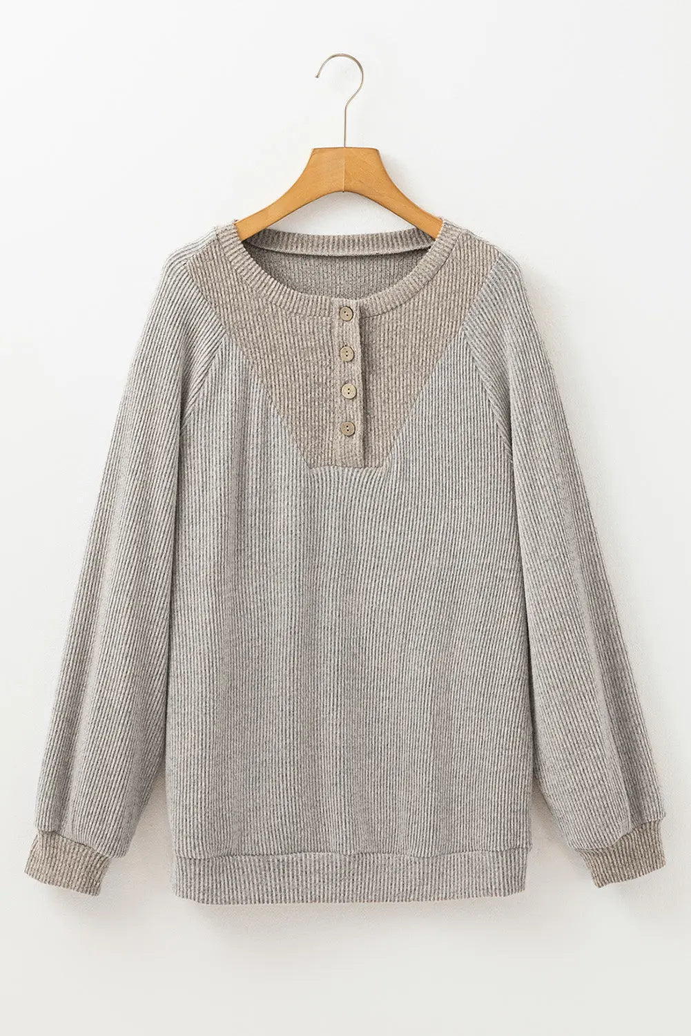 Jet Stream Colour Contrast Ribbed Loose Fit Long Sleeve Top eAura