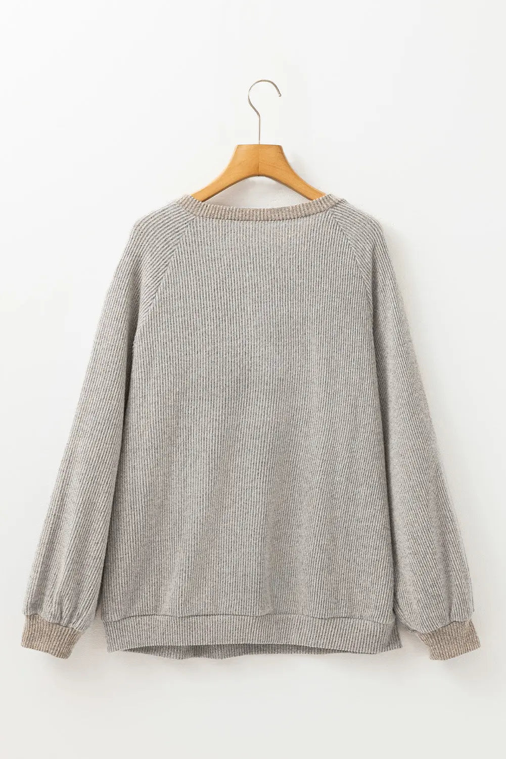 Jet Stream Colour Contrast Ribbed Loose Fit Long Sleeve Top eAura