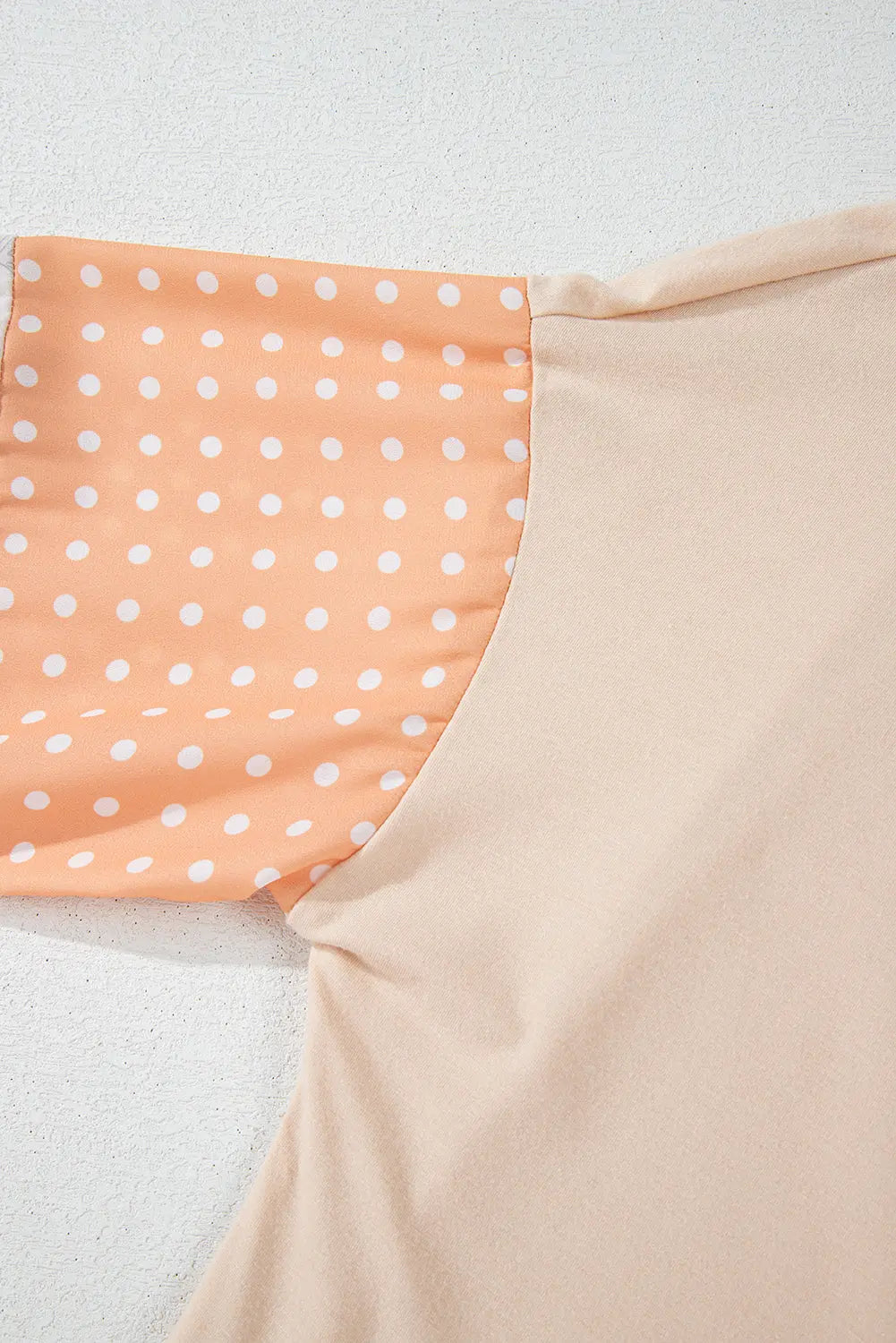 Jet Stream Palm Leaves Polka Dot Puff Sleeve Patchwork V Neck Loose Blouse eAura