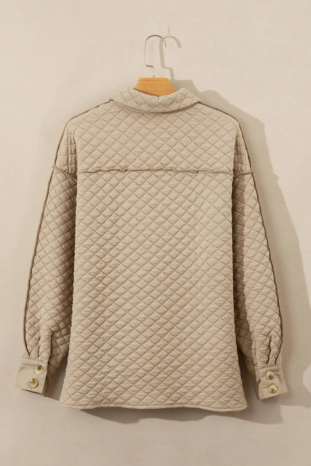 Jet Stream Solid Colour Quilted Puffer Buttoned Shacket - eAura