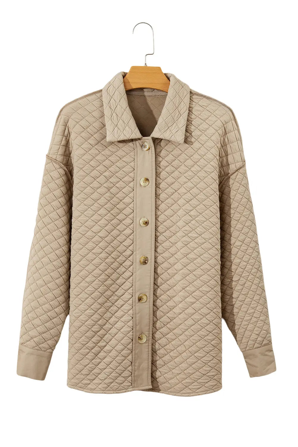 Jet Stream Solid Colour Quilted Puffer Buttoned Shacket - eAura