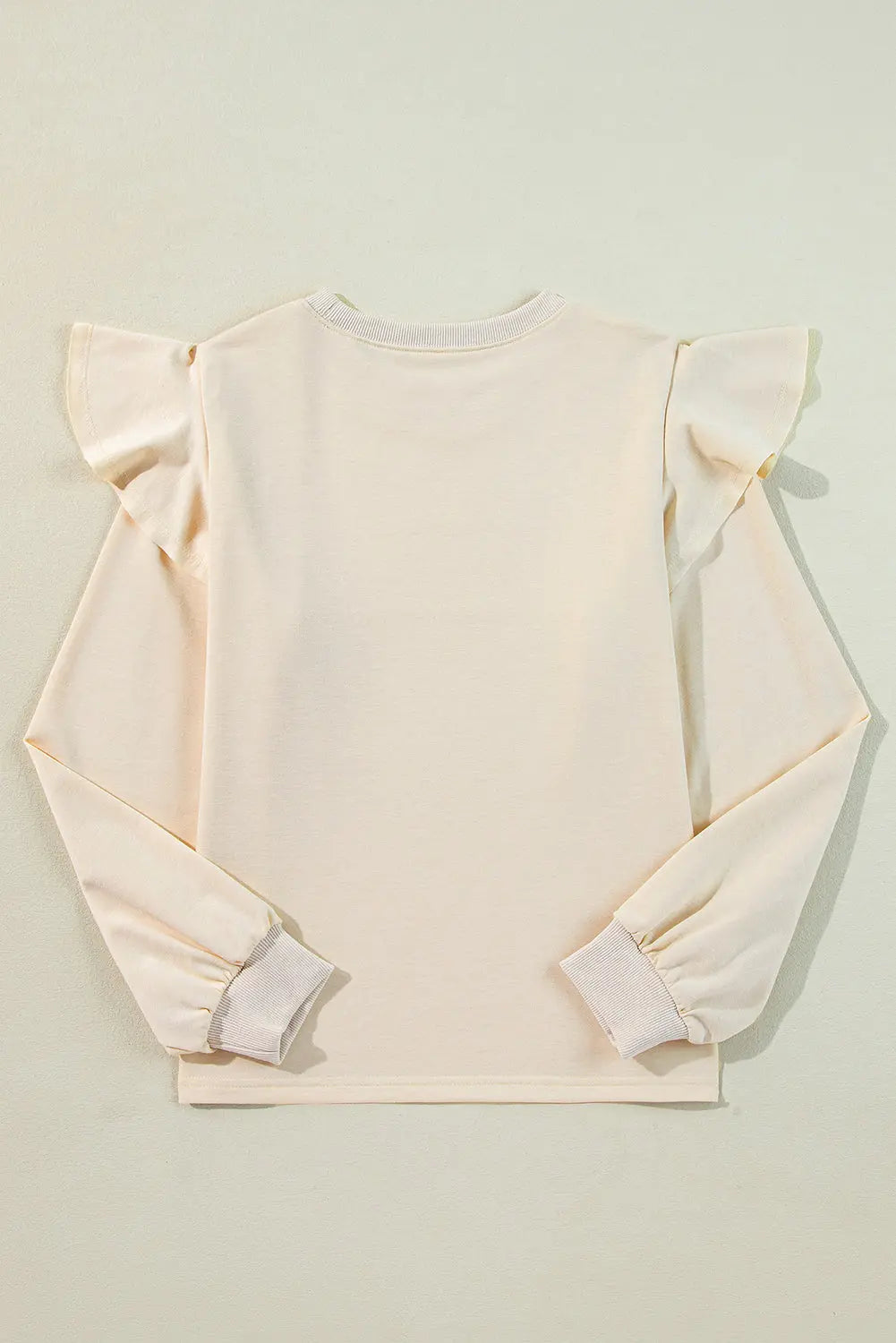 Jet Stream Solid Colour Ruffled Shoulder Long Sleeve Blouse eAura