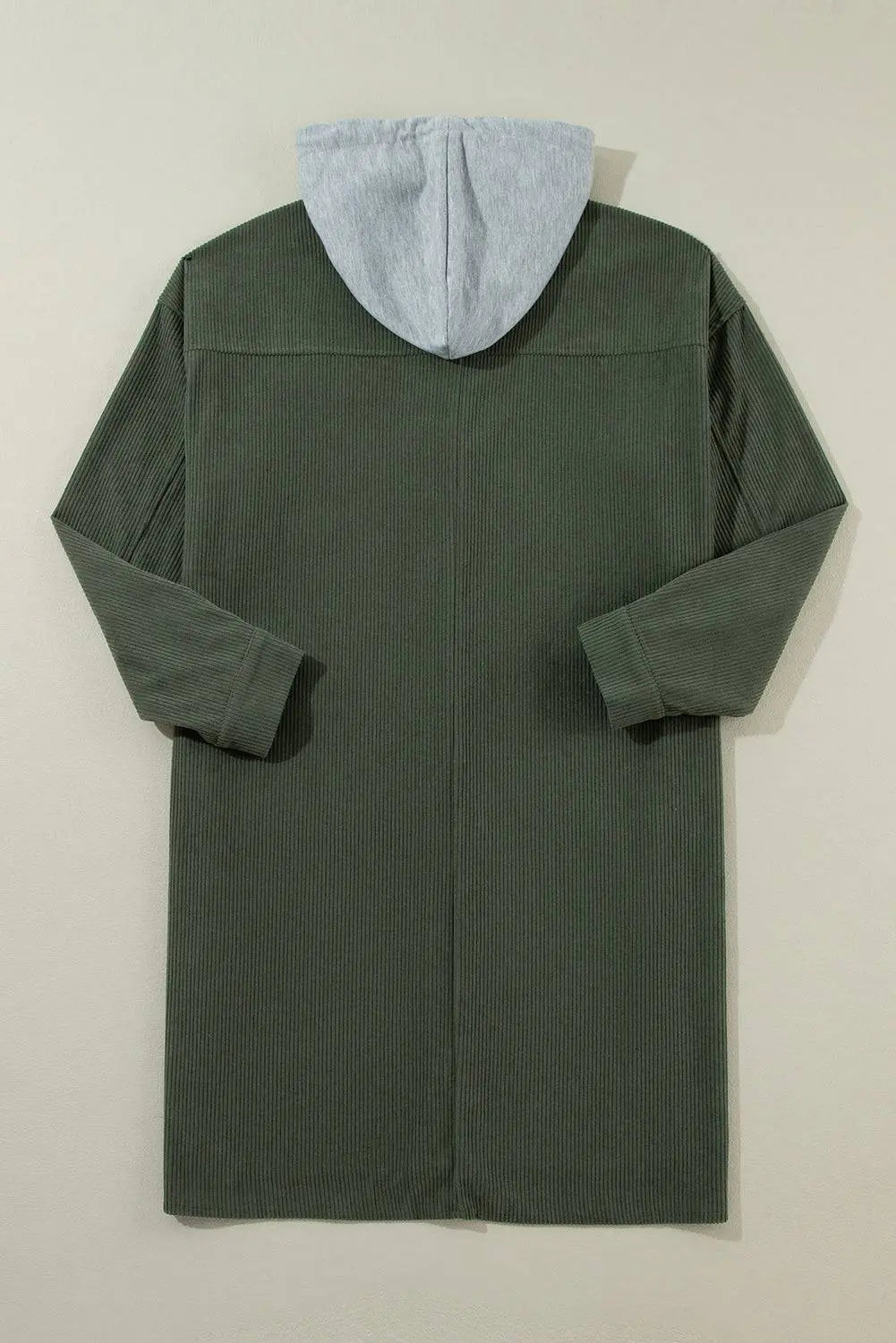 Jungle Green Oversized Corduroy Contrast Hooded Shacket - BB Fashion Outlet