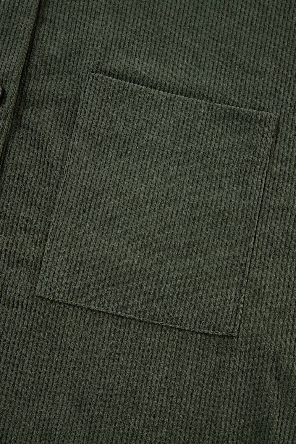 Jungle Green Oversized Corduroy Contrast Hooded Shacket - BB Fashion Outlet