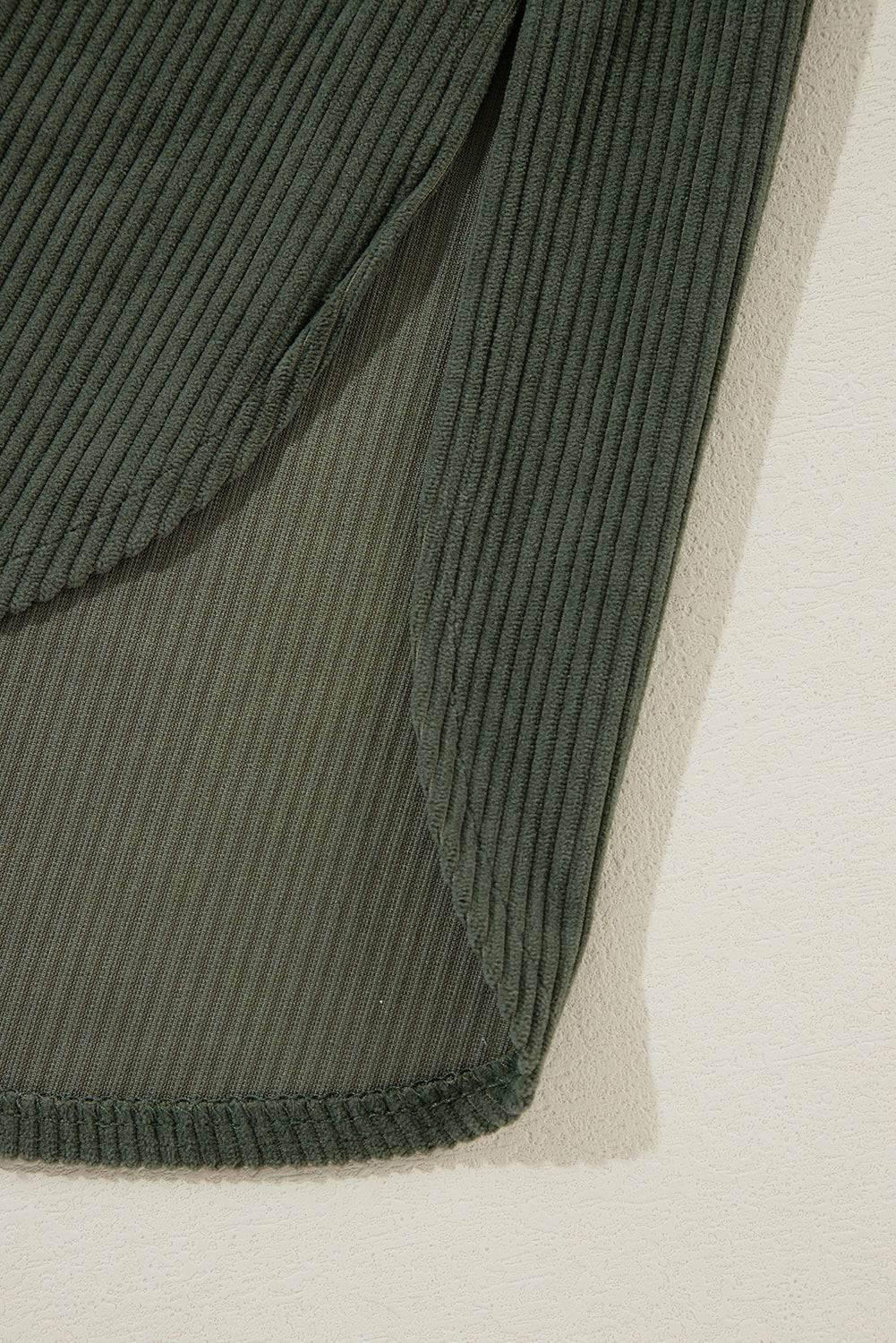 Jungle Green Oversized Corduroy Contrast Hooded Shacket - BB Fashion Outlet