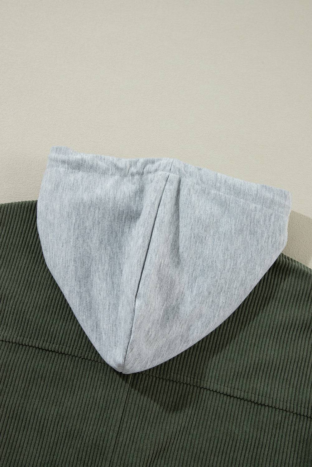 Jungle Green Oversized Corduroy Contrast Hooded Shacket - BB Fashion Outlet