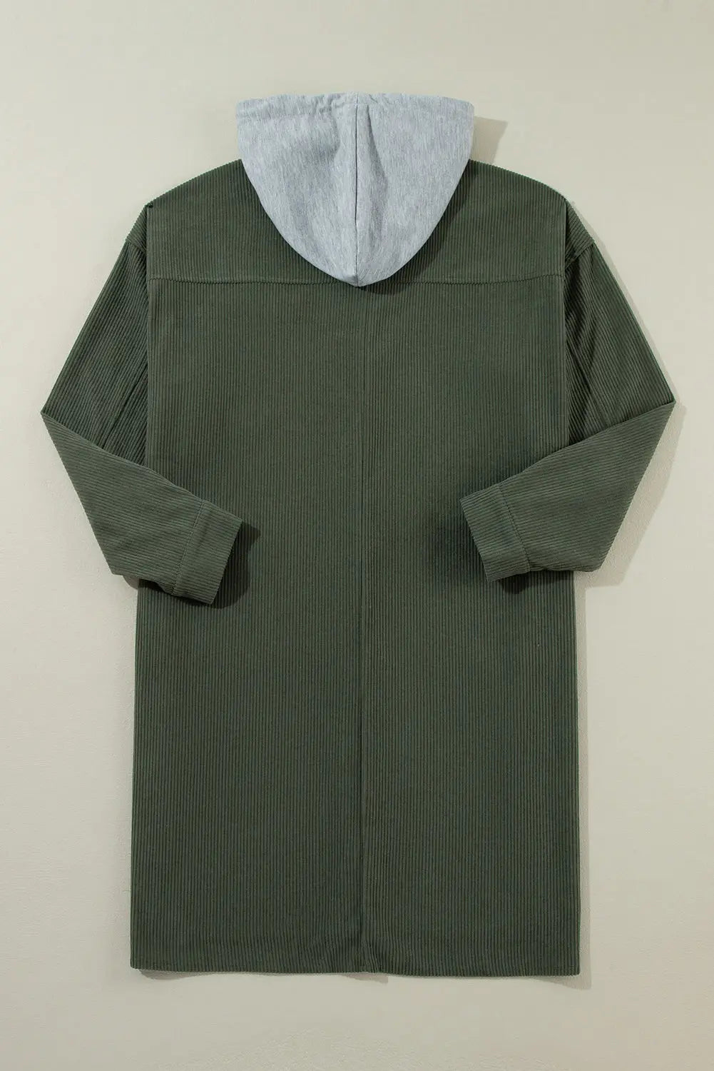 Jungle Green Oversized Corduroy Contrast Hooded Shacket - eAura