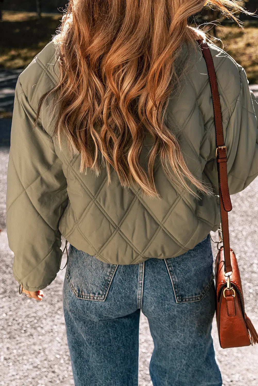 Jungle Green Teddy Collar Flap Pockets Quilted Puffer Jacket Beagle Boutique Fashion Outlet