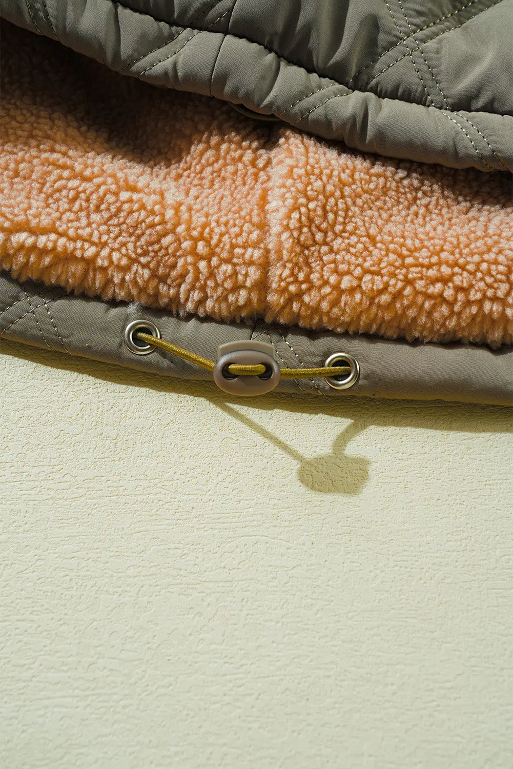 Jungle Green Teddy Collar Flap Pockets Quilted Puffer Jacket Beagle Boutique Fashion Outlet