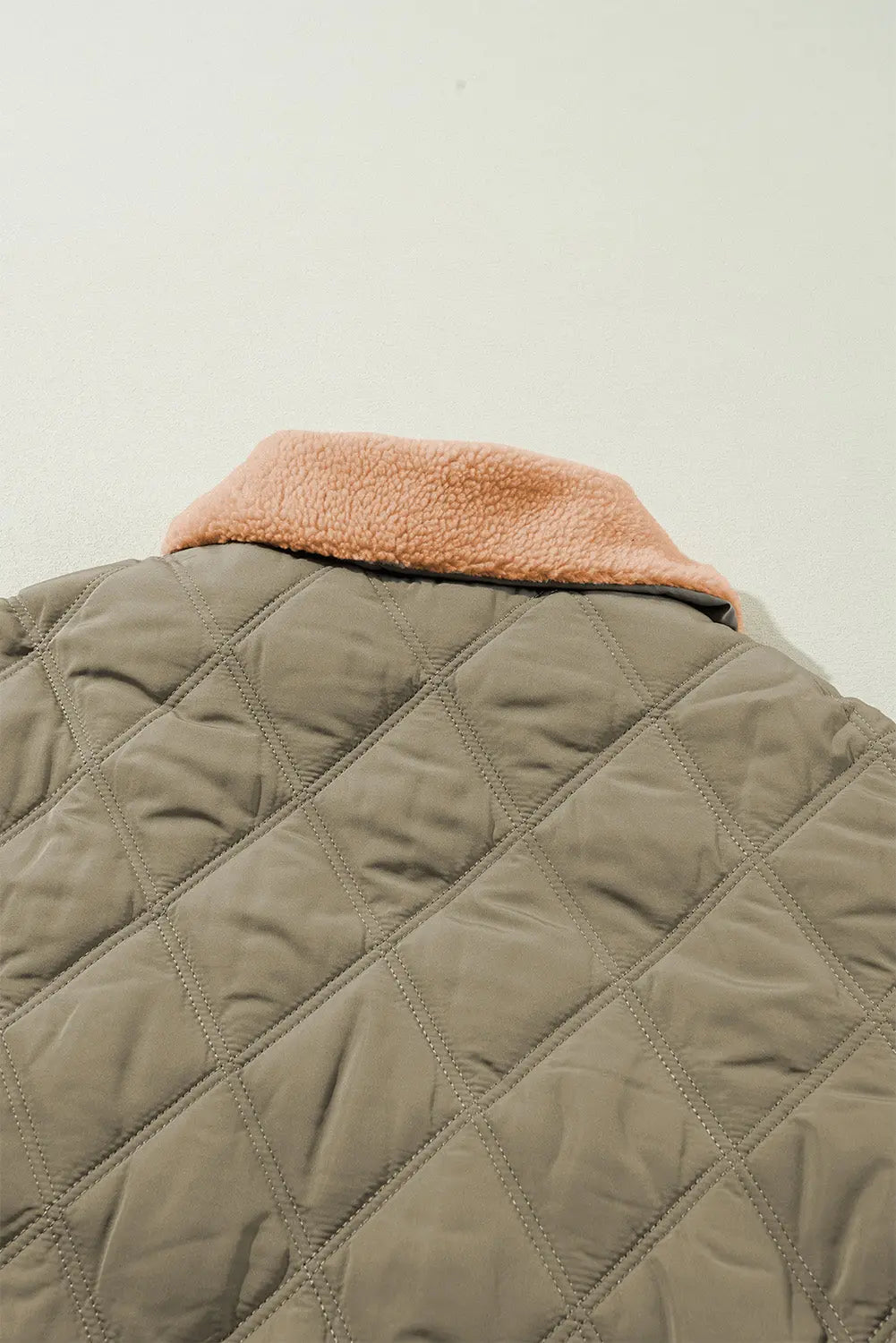 Jungle Green Teddy Collar Flap Pockets Quilted Puffer Jacket Beagle Boutique Fashion Outlet